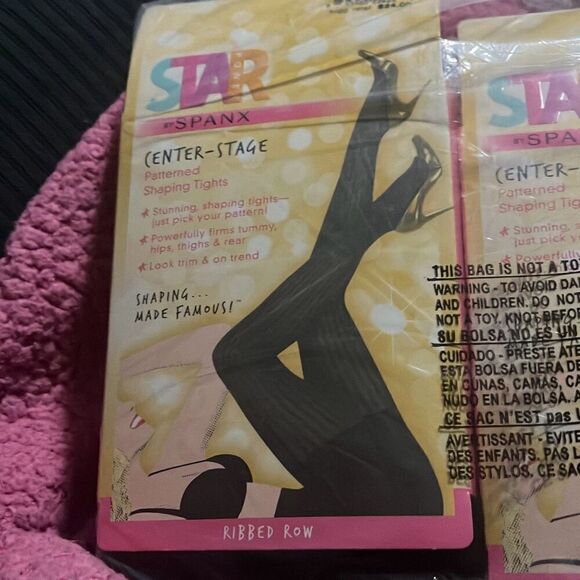Spanx Star Power Black Ribbed Tights Center Stage Size E - Picture 8 of 8